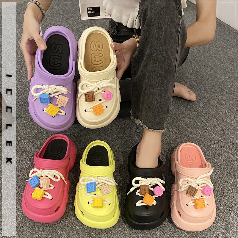 ICCLEK dép cross sandal nữ dép đi biển dép đế cao Thoải Mái Xinh Xắn  FDL2390JD5 36Z230908