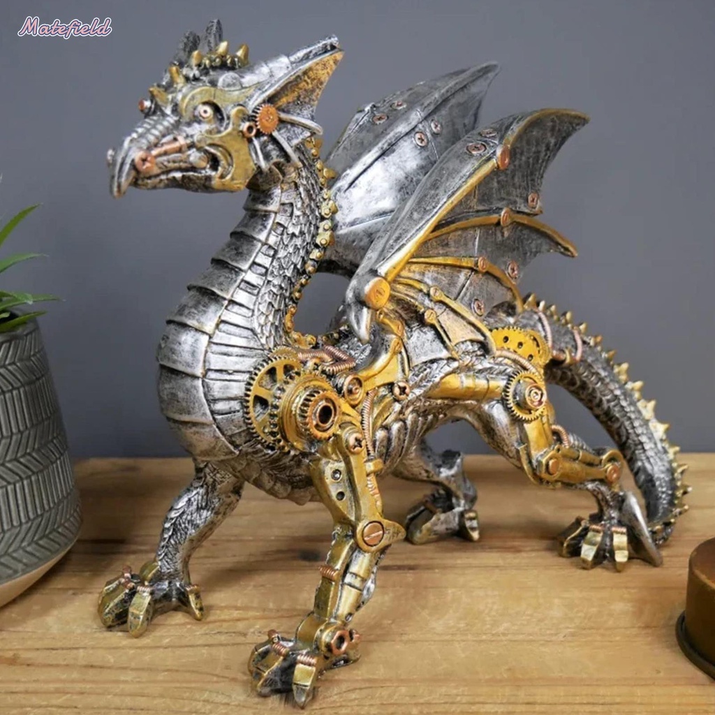 Tượng Trang Trí Nghệ Thuật Hình Chú Chó punk Cơ Khí Bằng Nhựa resin