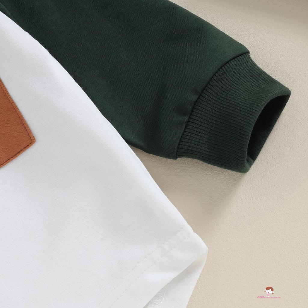 Set Đồ 2 Món Áo Tay Dài Phối Màu Tương Phản Phối Quần Dây Rút Thời Trang Cá Tính Cho Bé Trai