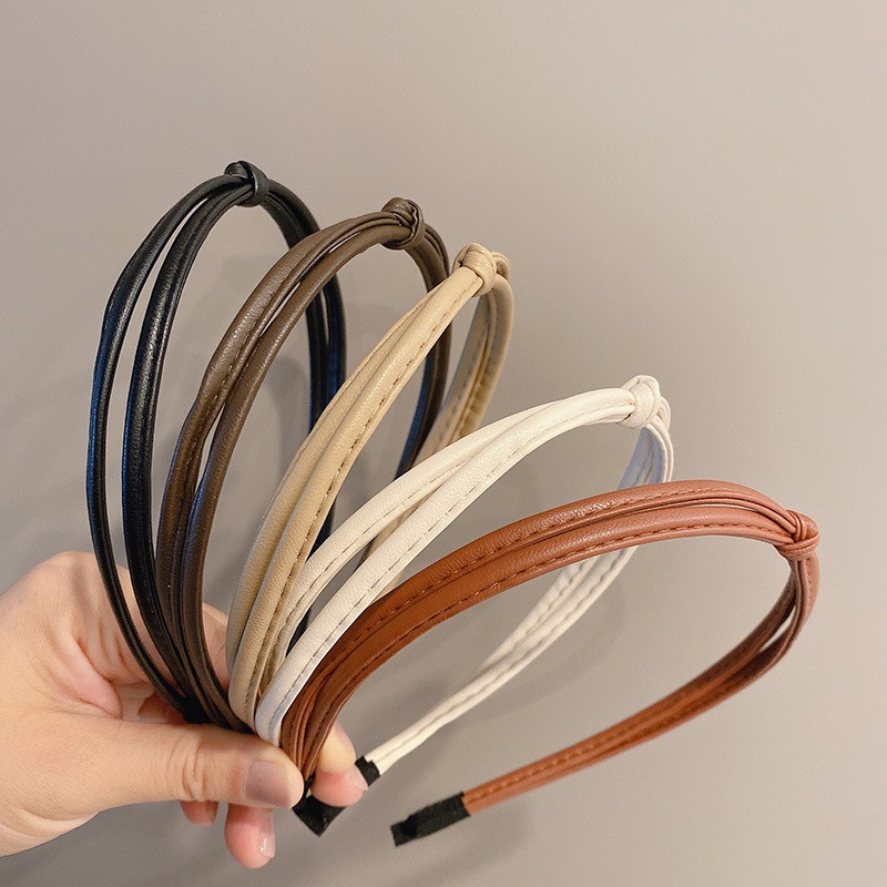 Băng Đô Cài Tóc Bằng Da Siêu Mịn Chống Trượt Phong Cách Hàn Quốc