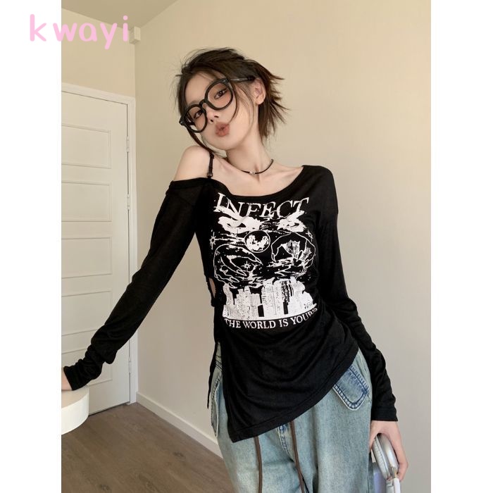 Kwayi áo phông áo thun nữ croptop baby tee Thời trang hàn quốc WTX23909I8 37Z230911