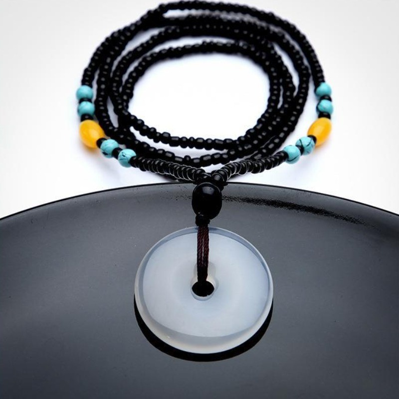 Vòng cổ Bùa May Mắn Mặt Đá Ngọc Bích vintage Thời Trang Cho Cặp Đôi