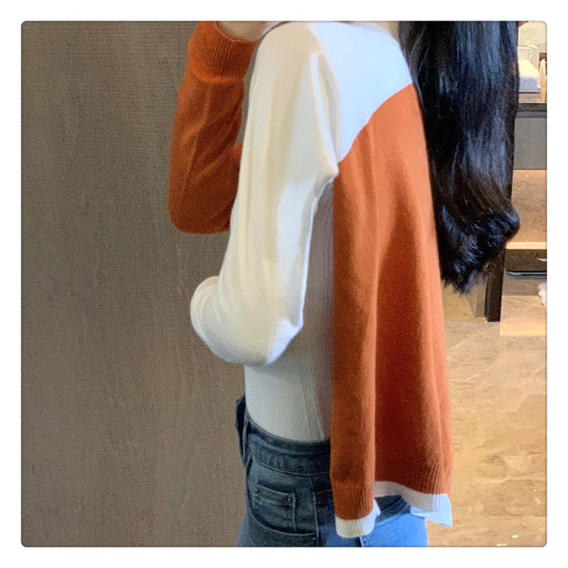 Khăn Choàng Cổ Dệt Kim Nhỏ Phối Màu Trang Trí Dễ Phối Đồ Cho Nữ co