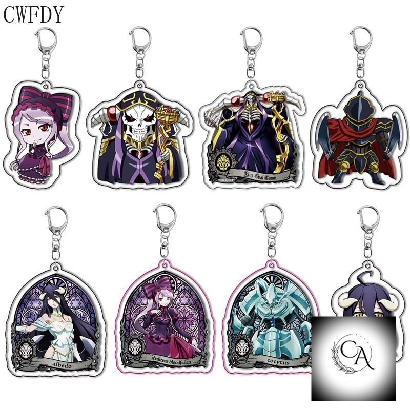 Móc khoá 2023 Anime Overlord Albedo Ainz Ooal Gown Cartoon Figure Acrylic phụ kiện trang trí dễ thươ