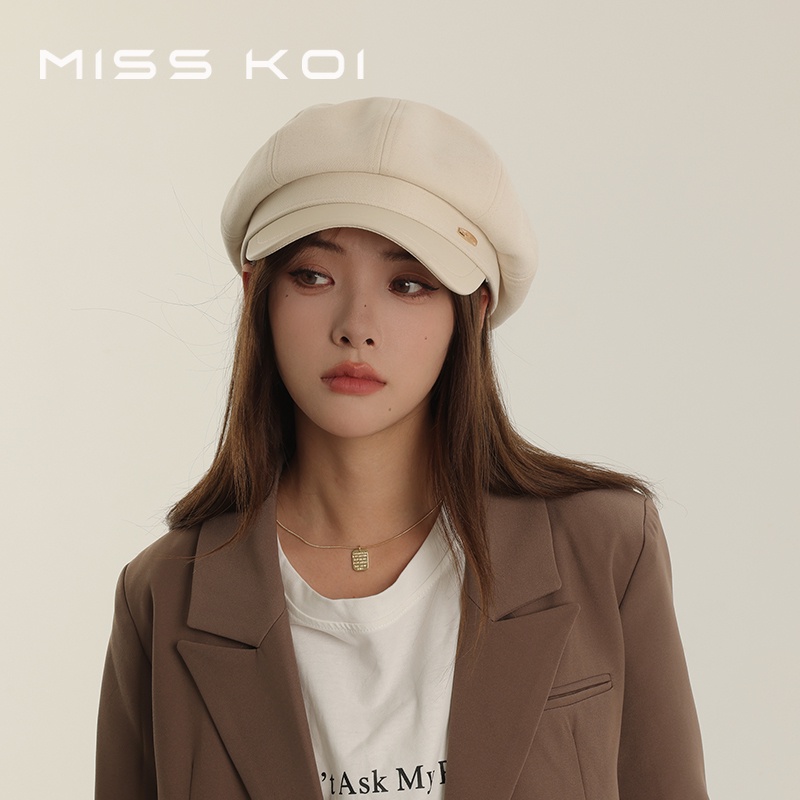 Misskoi  Mũ Nồi Da Màu Đen Phong Cách Nhật Bản Dễ Phối Đồ Cho Nữ