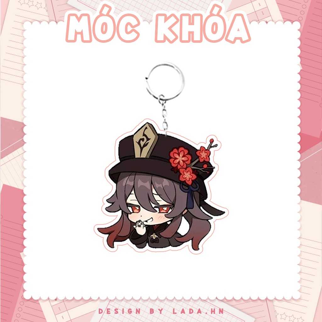 Móc khóa mô hình standee đứng để bàn Hutao Genshin Impact Lada anime đáng yêu chibi trang trí quà tặng
