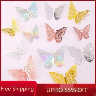 Set 12 miếng dán tường trang trí hình bướm 3d diy