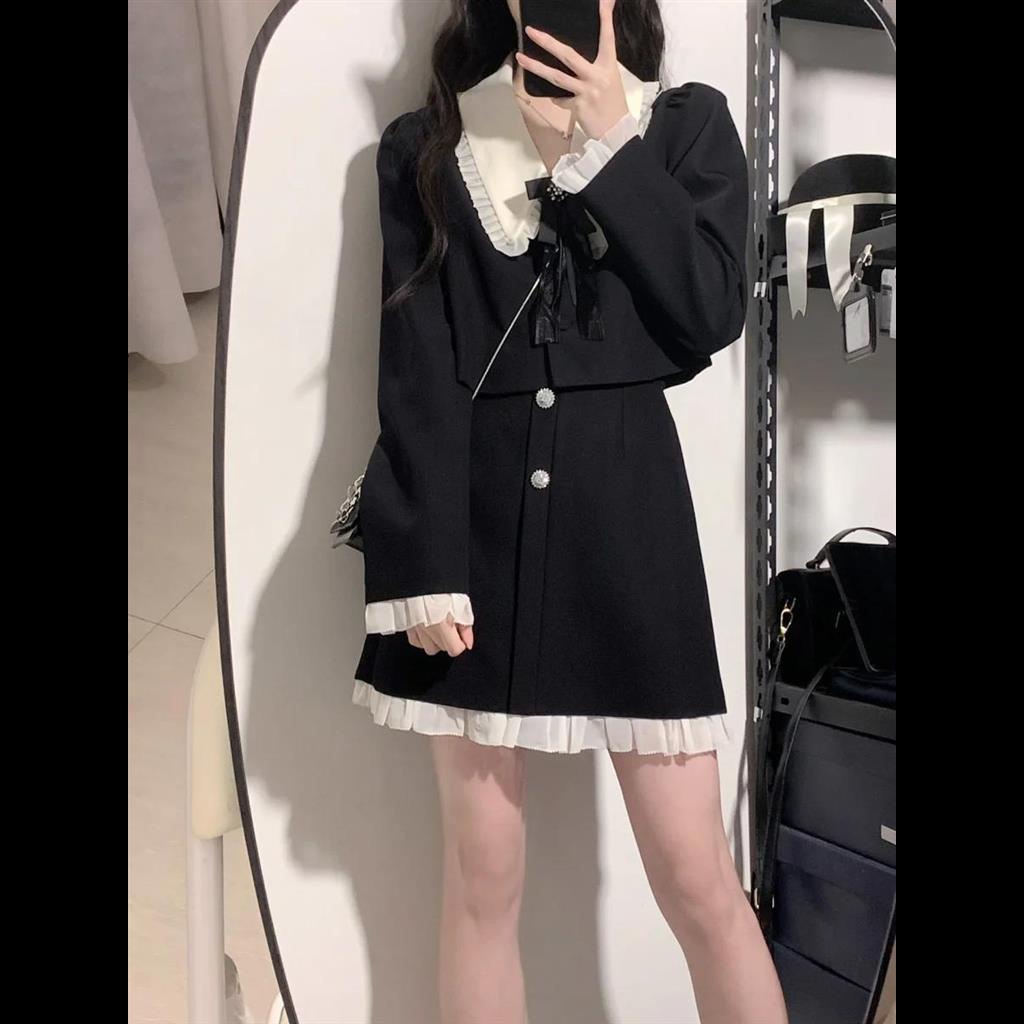 Set Áo Thun Dài Tay + Chân Váy Thời Trang Mùa Thu Phong Cách Pháp Mới Cho Nữ