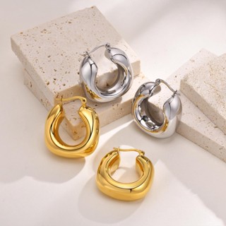 Vnox Bông Tai Mạ Vàng 18k Hình Chữ u Thiết Kế Rỗng Nhẹ Nhàng Bằng Thép Không Gỉ Thời Trang Cho Nữ