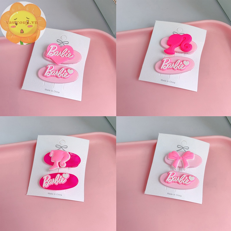 Vastji Set 2 Kẹp Tóc Hình Trái Tim / Chữ Cái Màu Hồng Xinh Xắn y2k vn