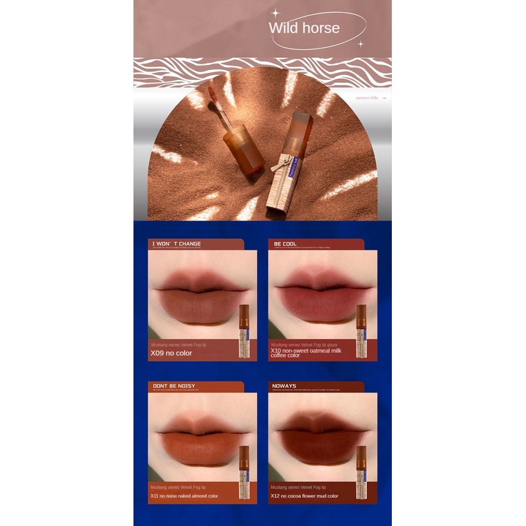 Fomomy Mustang nhung sương mù môi men nhung sương mù da bền môi men