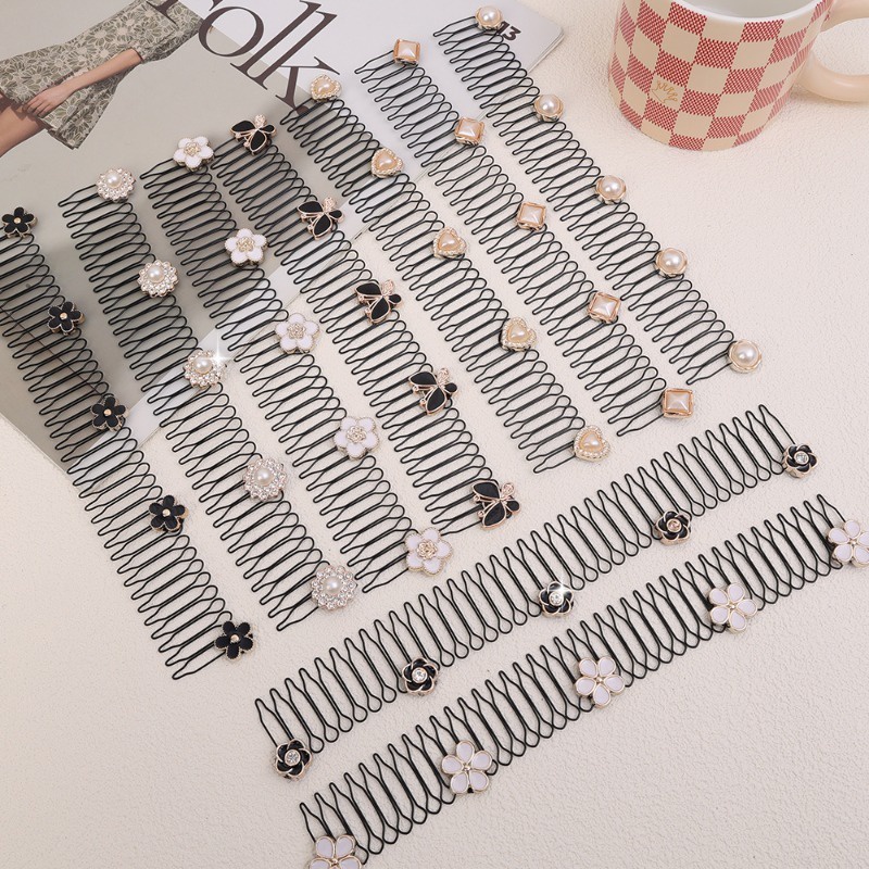 Lược Cài Tóc Dài Vô Hình Đính Đá Ngọc Trai Hình Bướm Xinh Xắn Cho Nữ