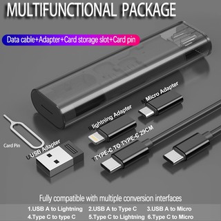 Hộp đựng dây cáp sạc chuyển đổi dữ liệu đa năng từ usb a sang type c / 8pin / micro