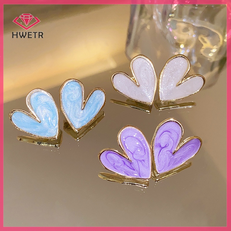 Khuyên Tai Hình Trái Tim Màu Trắng / Xanh Dương / Tím Độc Đáo Thời Trang Dự Tiệc Cho Nữ Mới