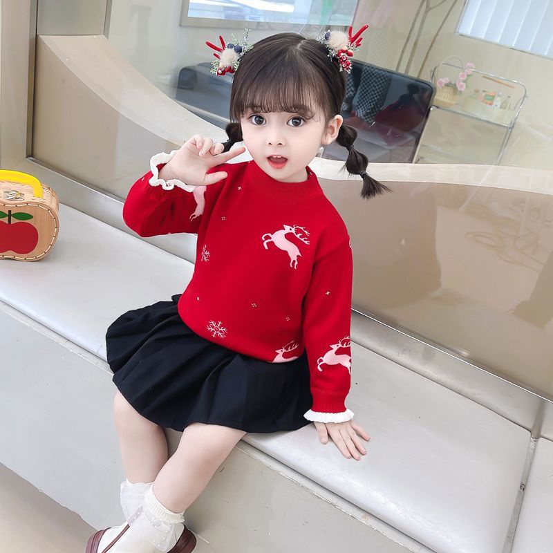 Áo sweater Chui Đầu Vải Nhung Họa Tiết Hoạt Hình Thời Trang Thu Đông Cho Bé Gái
