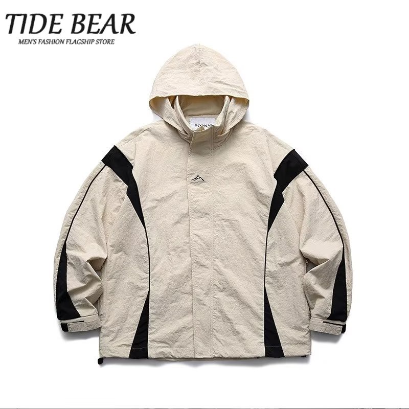 Áo khoác thể thao TIDE BEAR chống thấm nước có mũ trùm đầu in họa tiết gấu thời trang xuân thu cho nam