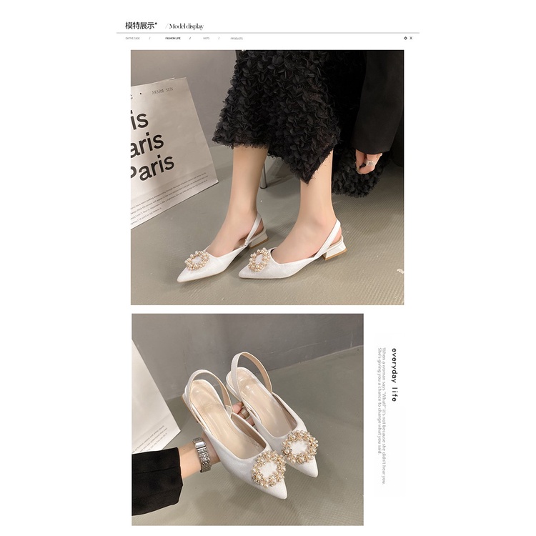 Giày Gót Thấp Dày Dặn Phối Khóa Tròn size Lớn 35-42 Phong Cách Hàn Quốc Cho Nữ