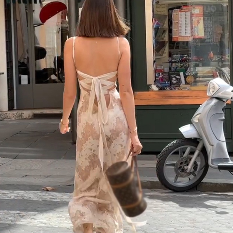 Đầm Hai Dây In Họa Tiết Thanh Lịch Thời Trang Mùa Hè Mới 2023 Cho Nữ