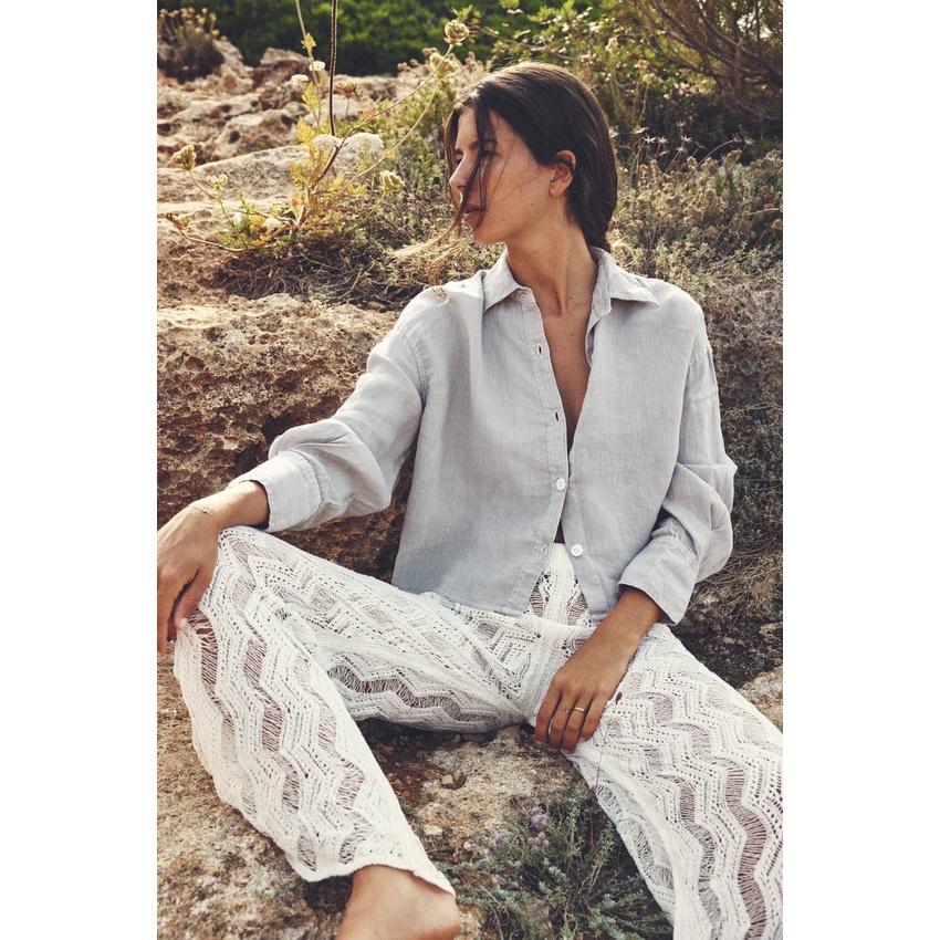 Áo sơ mi croptop Zara authentic