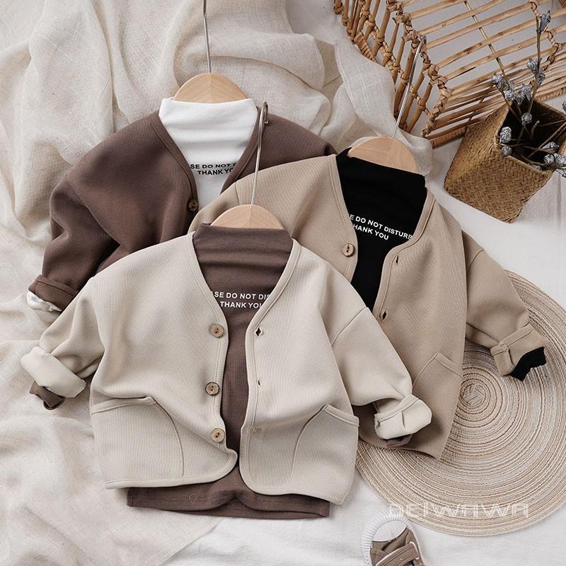 Áo Khoác cardigan Tay Dài Dáng Rộng Phong Cách Hàn Quốc Thời Trang Thu Đông Cho Bé Trai