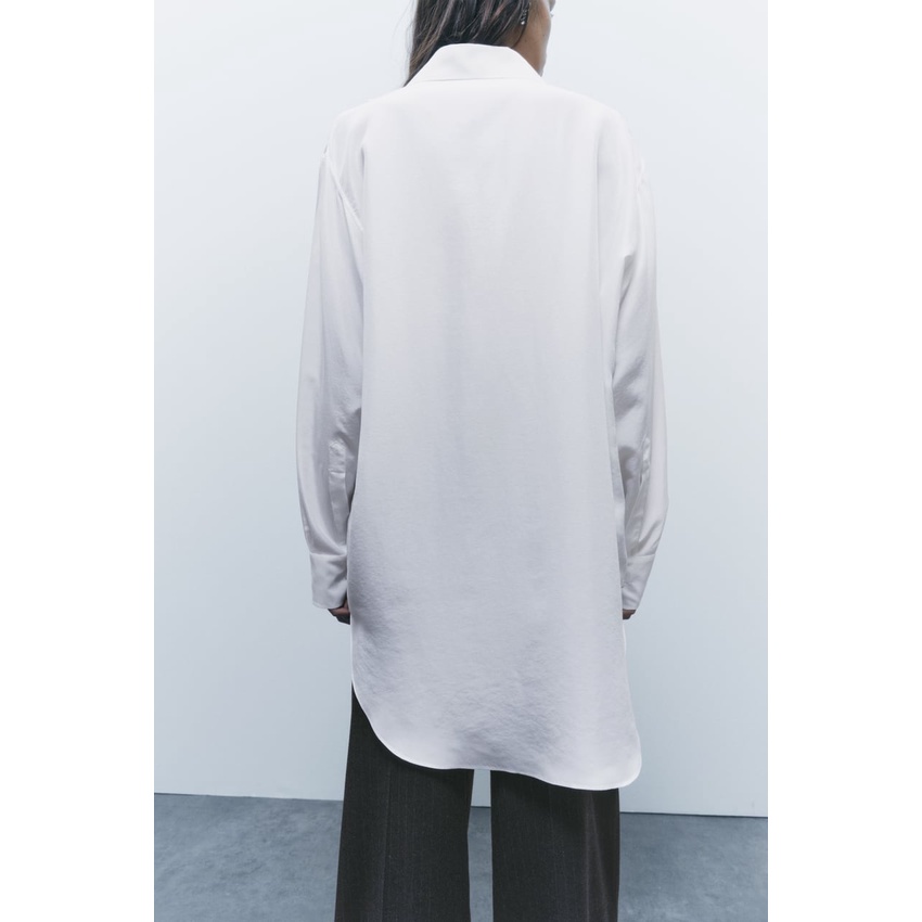 Zara Áo Sơ Mi Lụa satin Dáng Rộng Thời Trang Mùa Thu Thanh Lịch 8240104