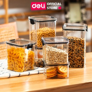Hộp Nhựa Đựng Thực Phẩm Khô DELI Nắp Khóa Kín - Hộp Đựng Ngũ Cốc Đồ Khô Chống Ẩm Mốc Sắp Xếp Nhà Bếp