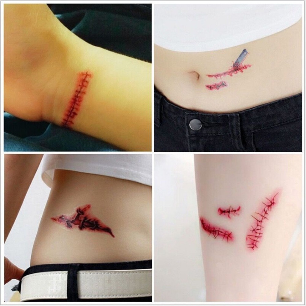 Hình xăm dán tạm thời MANYUE họa tiết Halloween kinh dị chống thấm nước