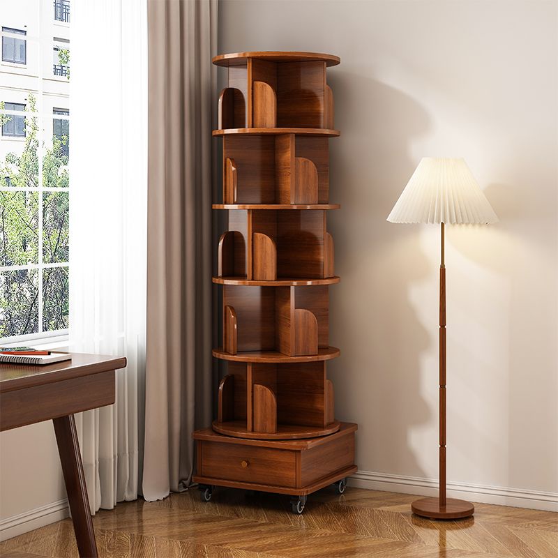 Giá sách xoay 360 độ Giá lưu trữ phòng khách gia đình có bánh xe Giá sách hình ảnh sinh viên có thể 