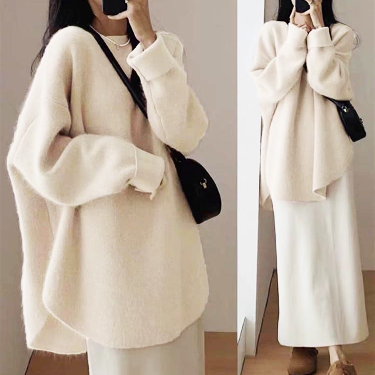 Áo sweater Dệt Kim Dáng Rộng Phong Cách Thời Trang Thu Đông Hàng Mới Dành Cho Nữ
