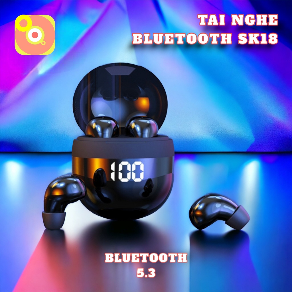 Tai Nghe mini SK18 bluetooth 5.3 mẫu mới pin trâu, chống ồn, âm thanh HIFI, kèm mic đam thoại to rõ