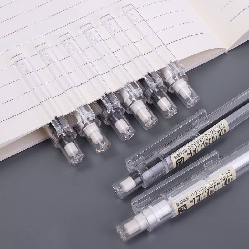 Bút Chì Bấm Mực Đen Ngòi 0.5mm / 0.7mm Bằng Cao Su Mềm Trong Suốt Có Thể Tháo Rời