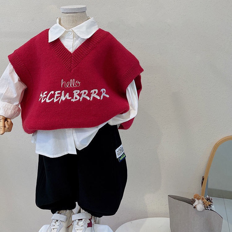 Áo Len Không Tay Phong Cách Hàn Quốc Cho Bé Từ 1-3 Tuổi