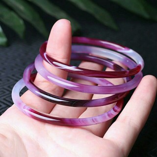 Vòng tay mã não đá thiên nhiên siêu mịn màu hồng tím tuyết mã não mã não☀☆✔10.15