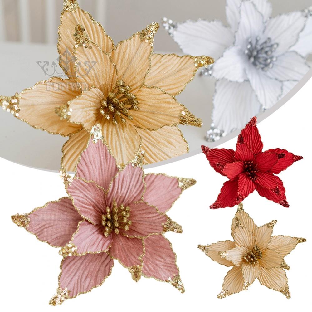 Christmas Flower Christmas Tree Decoration Cloth+Plastic Decoration Practical