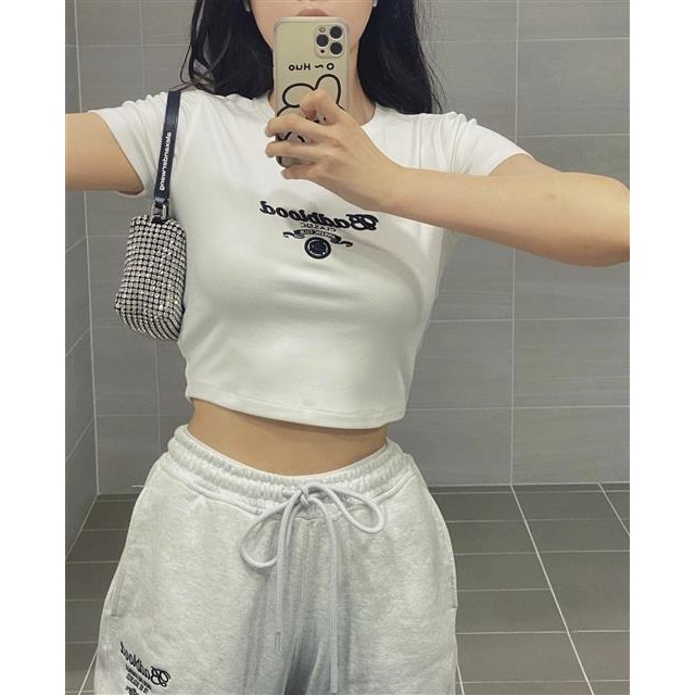 Badblood Áo Thun Tay Ngắn Thêu logo Ba Chiều Phong Cách Hàn Quốc Thời Trang Mùa Hè Cho Nữ