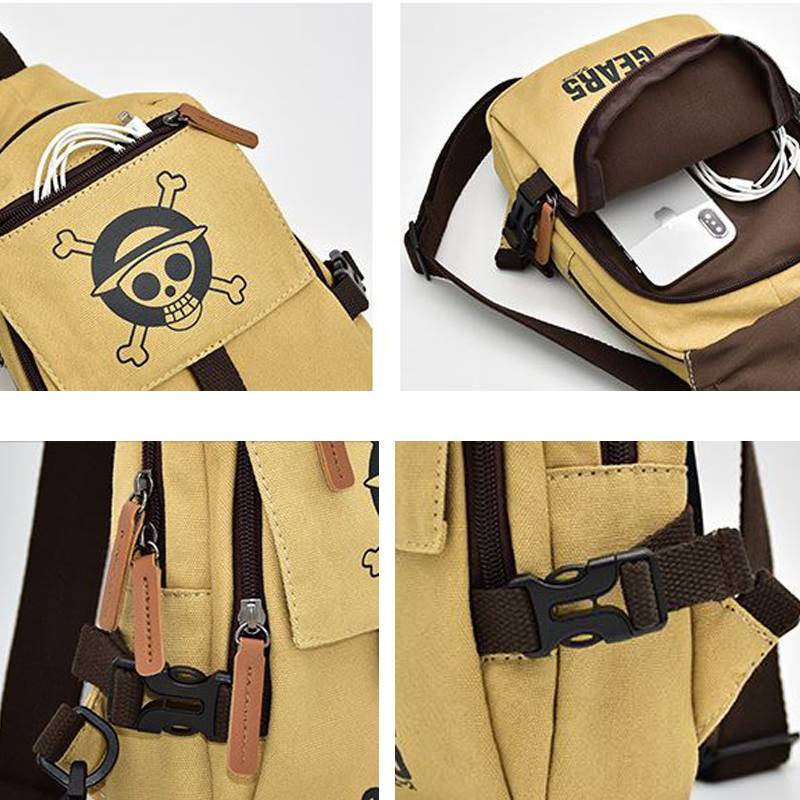 Yg Túi Đeo Chéo Ngực Vải canvas Cỡ Lớn In Hoạt Hình one piece naruto attack on titan Thời Trang Cá Tính Cho Nam