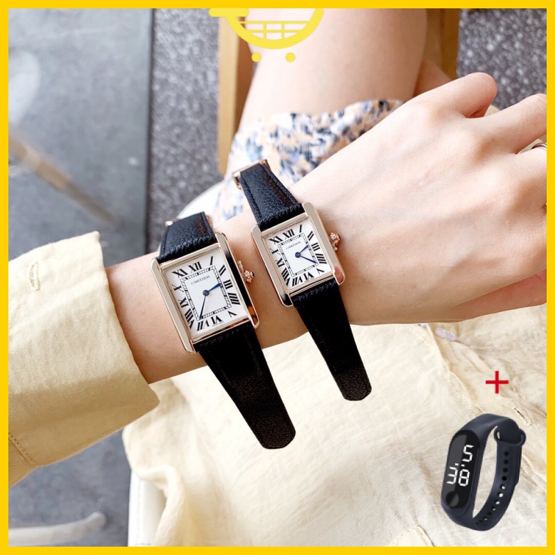 Đồng hồ nữ Đồng Hồ Đeo Tay Máy quartz Mặt Vuông Dây Da Phong Cách retro Cho Cặp Đô 101049