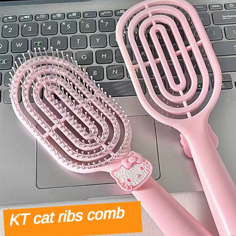Ღ Sanrio Lược Sườn Dễ Thương Phim Hoạt Hình Kt Cat Rỗng Sườn Lược Hình Lông Tơ Cao Sọ Đầu Sườn Rỗng Lược Massage Khô Và Ướt dành cho Học Sinh