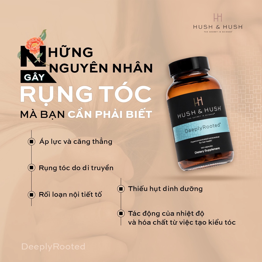 Viên Uống Tăng Cường Dinh Dưỡng Cho Tóc, Phục Hồi & Giảm Rụng Hush & Hush Deeply Rooted 120 viên