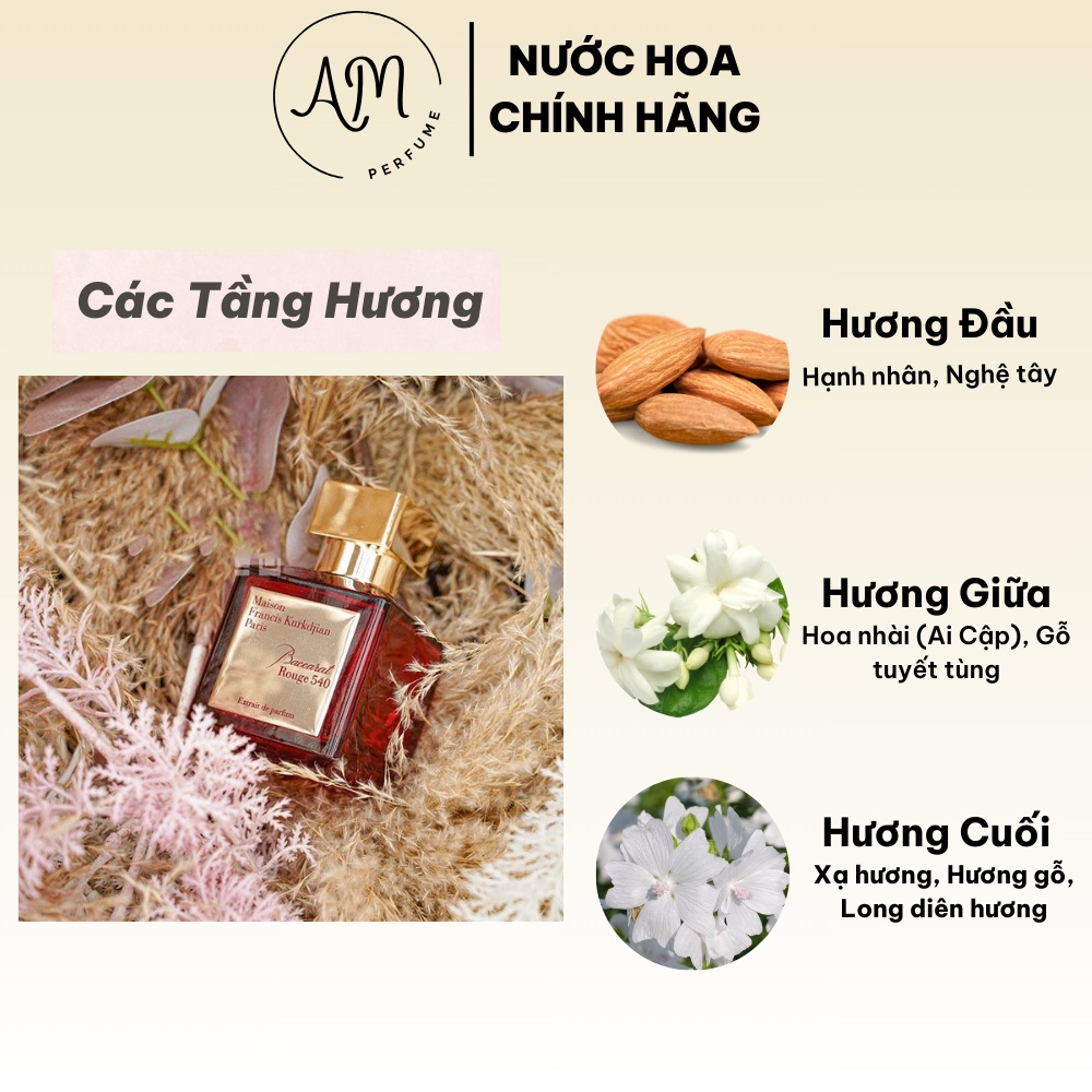 Nước hoa chiết MFK Baccarat rouge 540 edp mẫu thử 10ml nước hoa unisex mùi hương của sự giàu