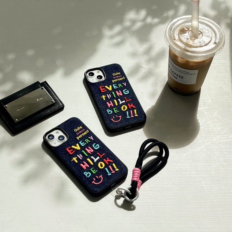 Ốp Điện Thoại denim Thêu Chữ Cho iphone 11 12 13 14 15 12pro 13pro 14pro 15pro 12promax 13promax 14promax 15promax iphone 13