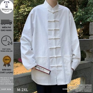  Áo ShangHai Áo Sơ Mi Tay Dài Màu Sắc Đơn Giản Phong Cách Thượng Hải Cổ Điển Cho Nam 
