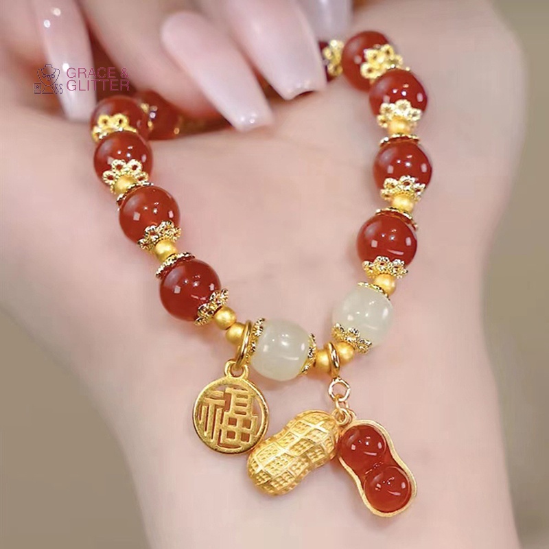 Vòng Tay Hạt Đậu Phộng Giả Ngọc Bích Thời Trang harajuku Cho Nữ