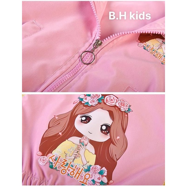 Áo khoác gió 2 lớp hoạ tiết cho bé gái cân nặng từ 6 đến 18kg