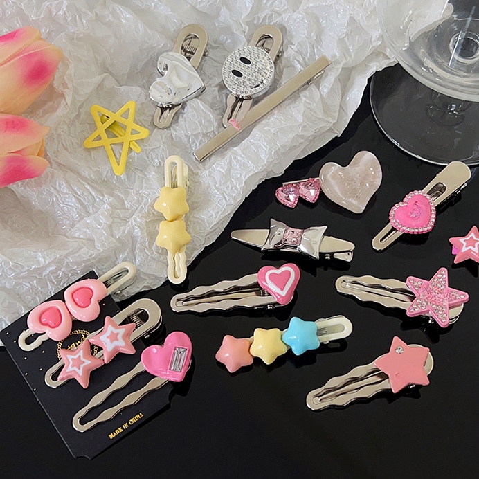 Set 7 Kẹp Tóc Ngôi Sao Bằng Kim Loại Màu Hồng Ngọt Ngào Cho Bé Gái