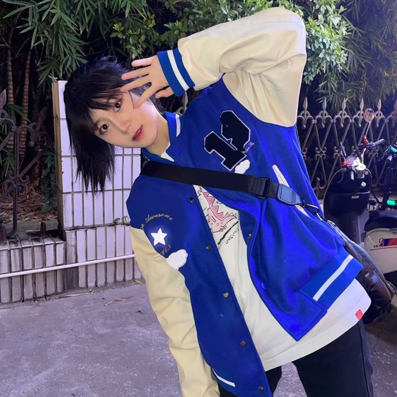 Áo Khoác Bóng Chày Da pu Dáng Rộng Phong Cách Đường Phố Mỹ Cá Tính Cho Nam