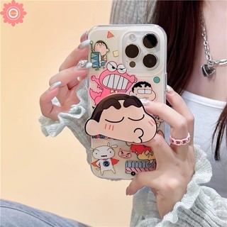 Ốp điện thoại Tpu mềm hình cá sấu dễ thương Tương thích cho IPhone XR XS X Max 11 14 15 13 12 16 17 Pro Max 7Plus 7 15 6S 8 6 Plus SE 2020 Air Creative Cartoon Crayon Shin-Chan Giá đỡ điện thoại