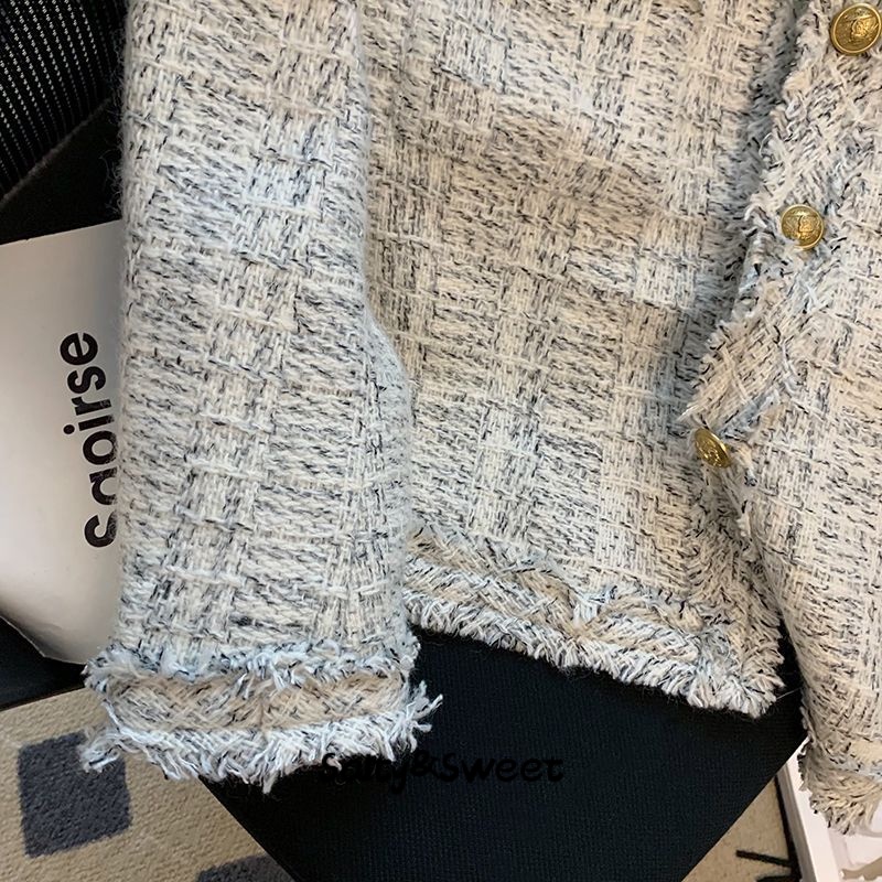 Salty&Sweet store Áo dạ tweed áo khoác dù áo khoác bomber cozy casual chic Chất lượng cao WJK23A07U4 42Z231016