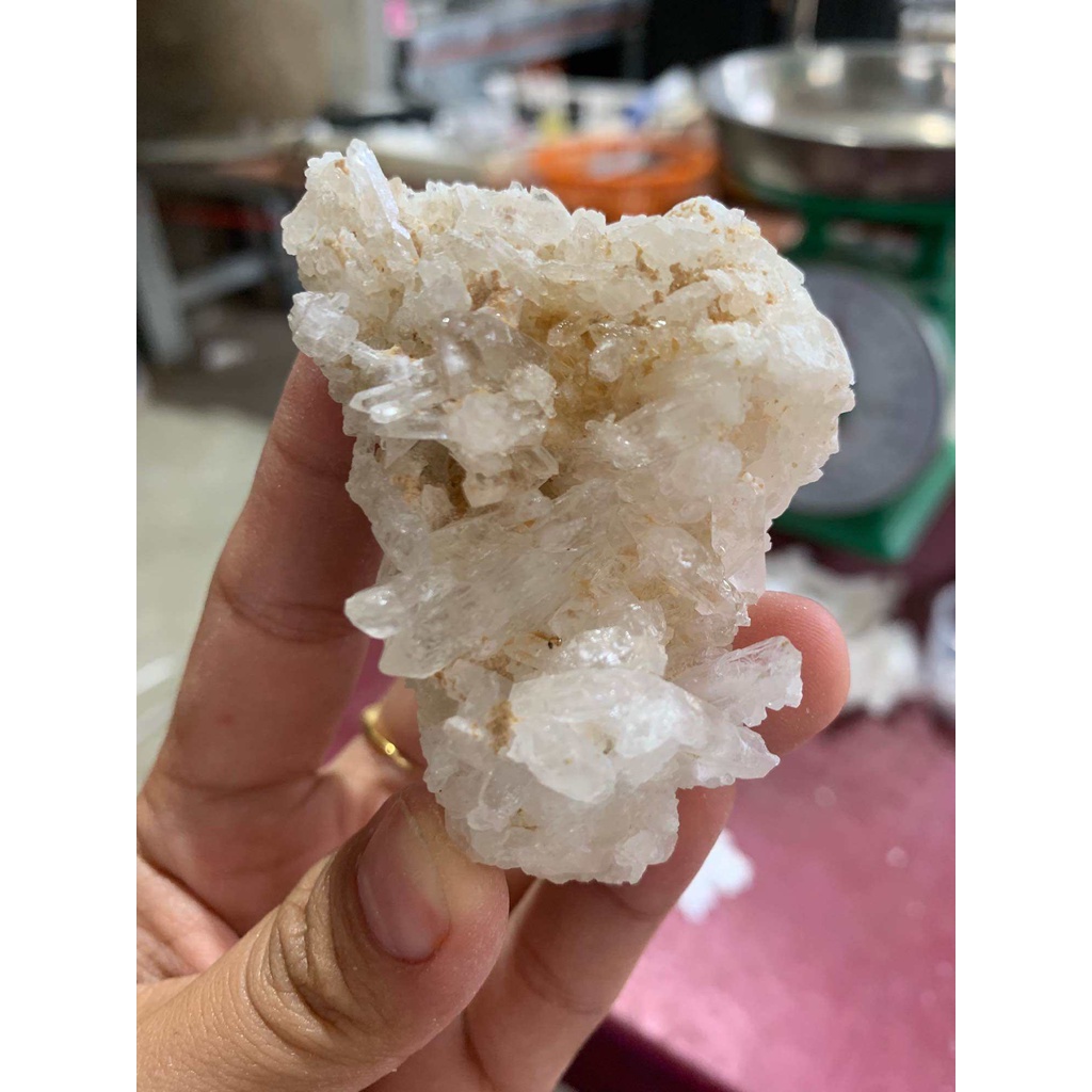 Đá thạch anh trắng nguyên bản thô dùng trang trí nhà cửa thanh tẩy năng lượng mini