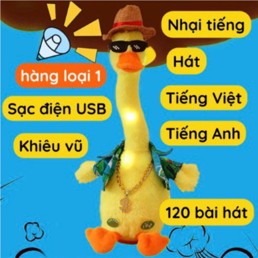Đồ chơi chú Vịt nhại tiếng sạc điện có nhạc và đèn cho bé